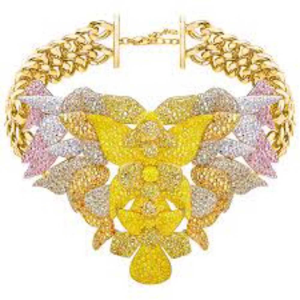 Authentic Swarovski Multicolor Orchid Gold and Silver Women Necklace Limited E